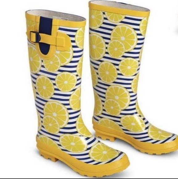 Serra Shoes - Serra Lemon Slice Striped Rainboots